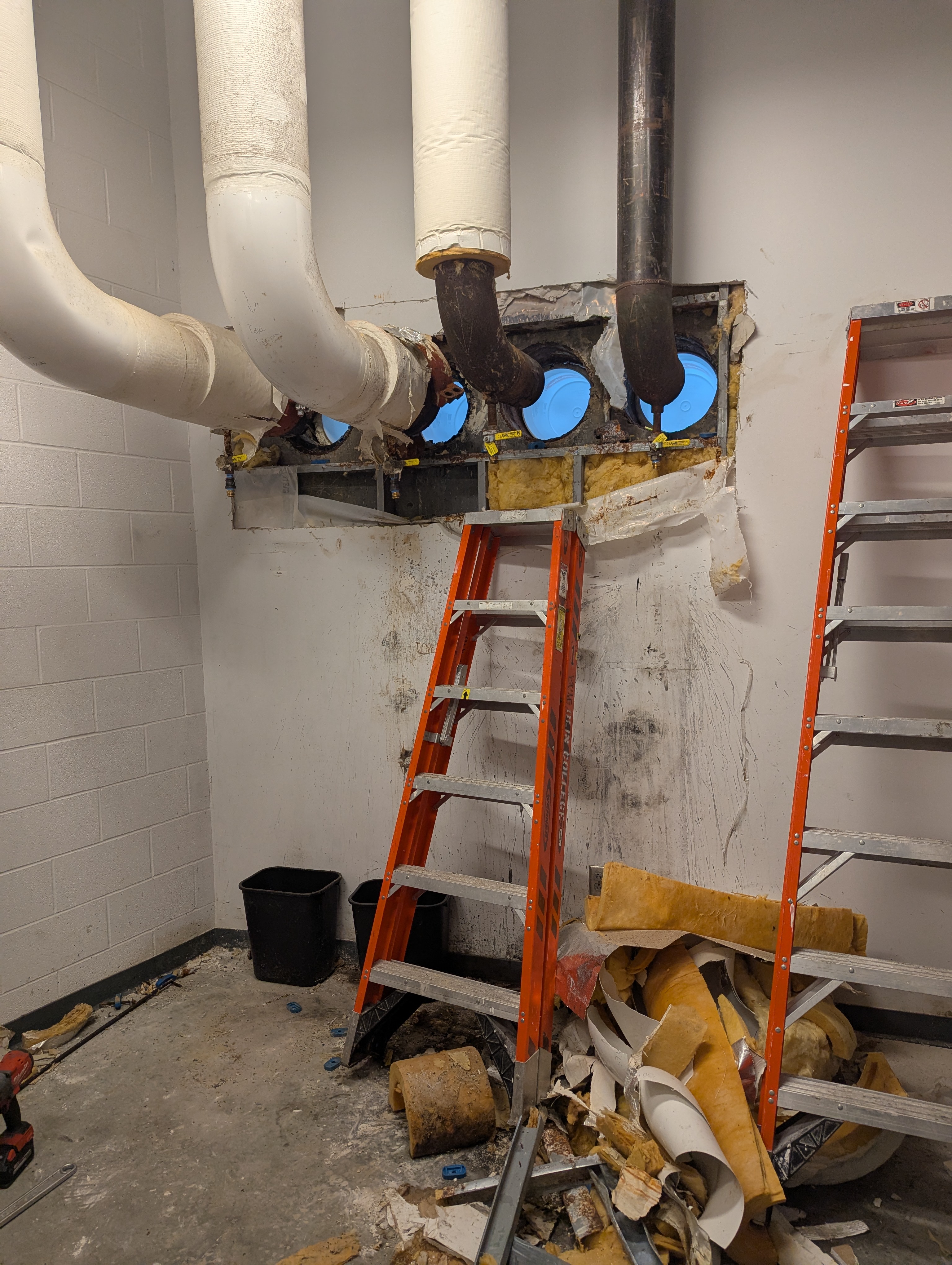 Inside Campus Center – pipes to MAC removed.