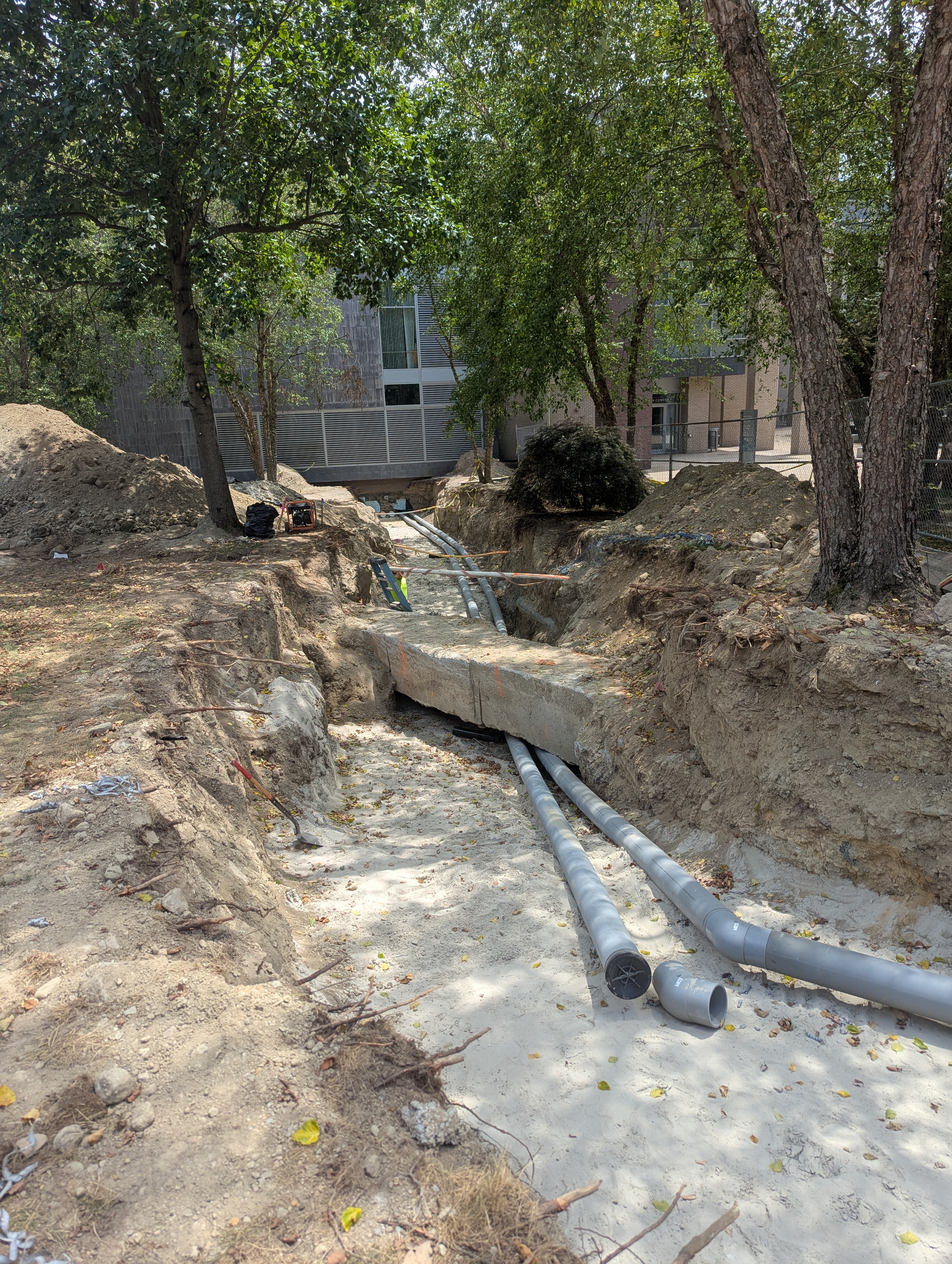 This picture shows progress looking toward the Campus Center along the MAC to Campus Center lines.  