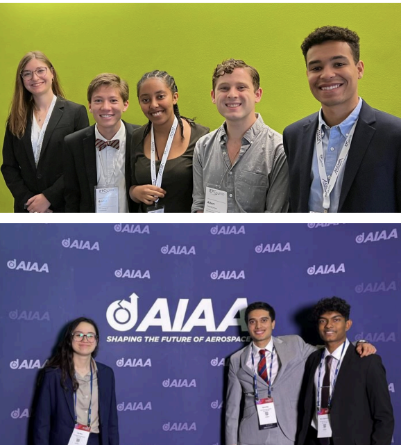 Students presenting at IEPC 2022, AIAA Scitech 2023, and AIAA Scitech 2024
