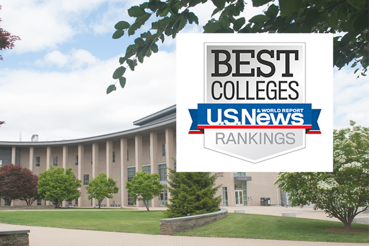 Olin Ranked No. 3 in 2022 US News & World Report ranking U.S. News & World Report logo embedded on Olin's campus