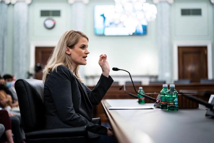 Frances Haugen '06, alumna, appearing before Congress in 2021