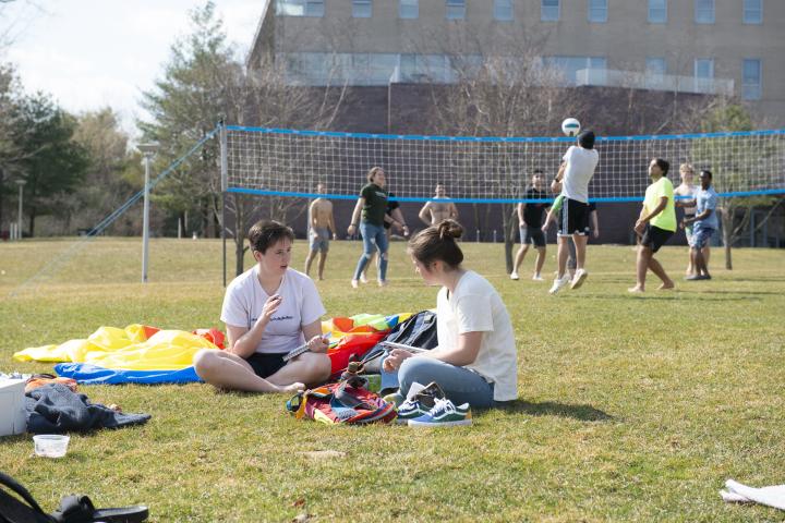 Students on the Great Lawn students on great lawn with volleyball in background
