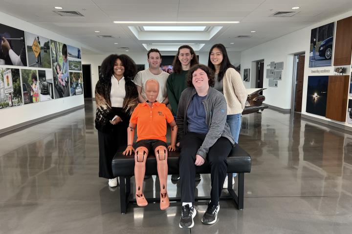 Santos Volpe Team 2024 at IIHS Santos Volpe Team at IIHS with Crash Test Dummy