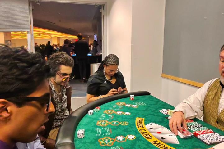 Students playing Blackjack