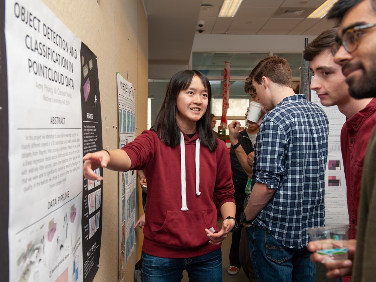 Amy Phung '21 presents research during the Astro Stats Poster Presentations in 2019. Amy Phung '21 presents research during the Astro Stats Poster Presentations in 2019.