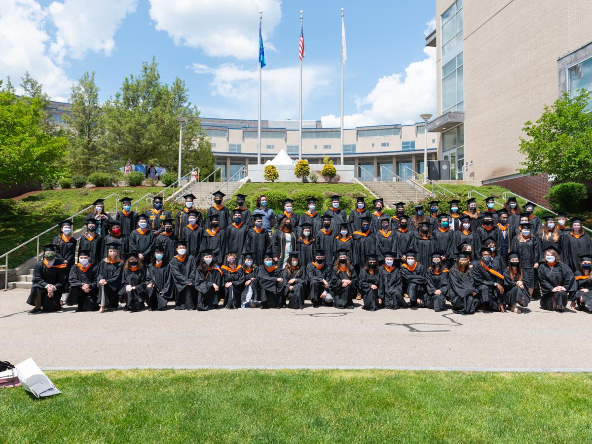 The Olin College of Engineering Class of 2021 Graduates pose for their class photo on May 16, 2021. The Olin College of Engineering Class of 2021 Graduates pose for their class photo on May 16, 2021.