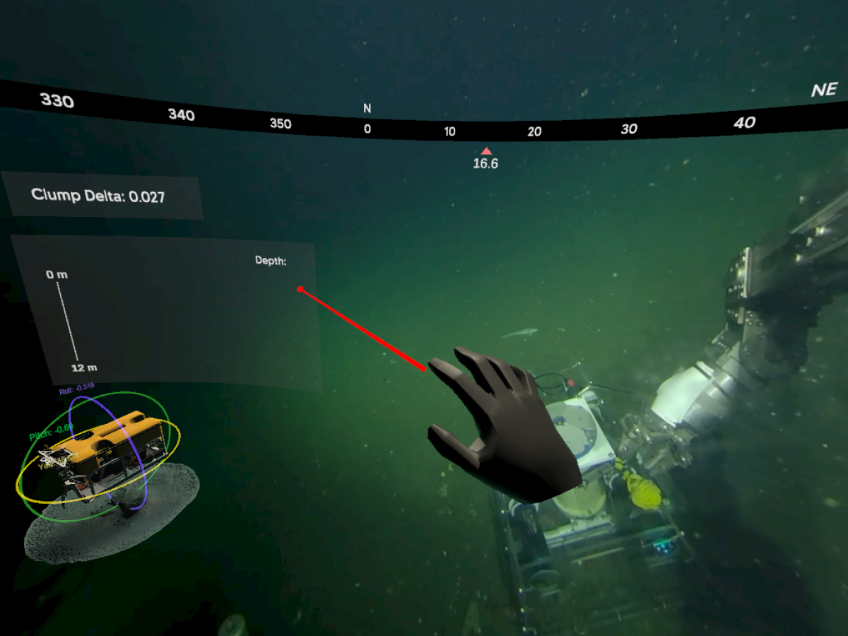 An image capture of the SCOPE team's ROV VR display. An image capture of the SCOPE team's ROV VR display.