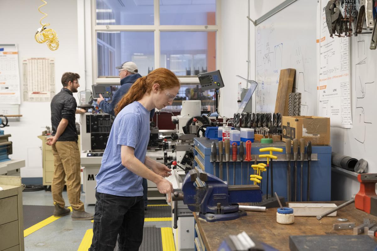 Student working in the shop