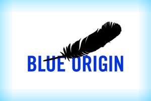 Blue Origin, a premier recruitment partner at Olin College a graphic with a bird feather and the words blue origin