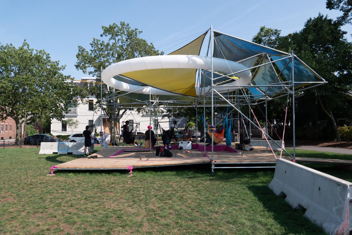 The Shade structure from the side during the day. The Shade structure from the side during the day.