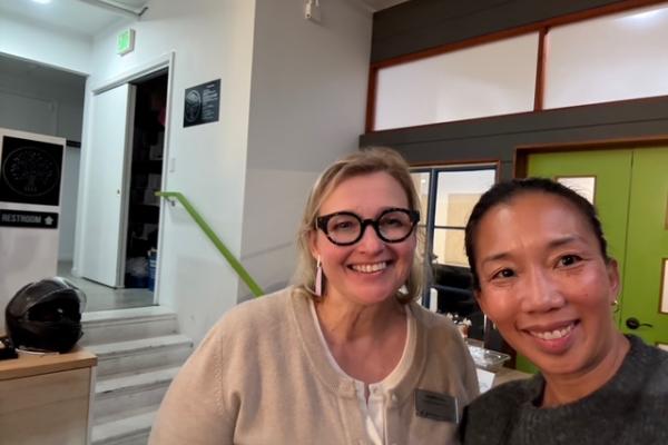 Olin's Laura Dill and Prescille Cernosia take a selfie while in San Francisco. Olin's Laura Dill and Prescille Cernosia take a selfie while in San Francisco.