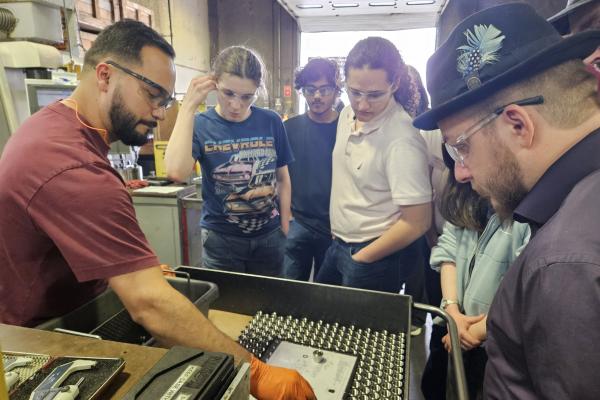 Students learning about Darco Manufacturing's process. 